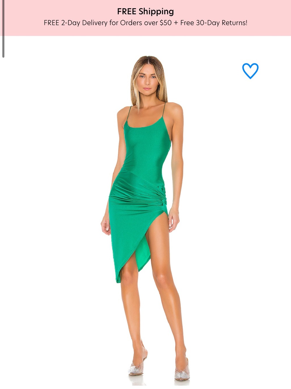 superdown Emerald Green Asymmetric Ruched Slip Dress
